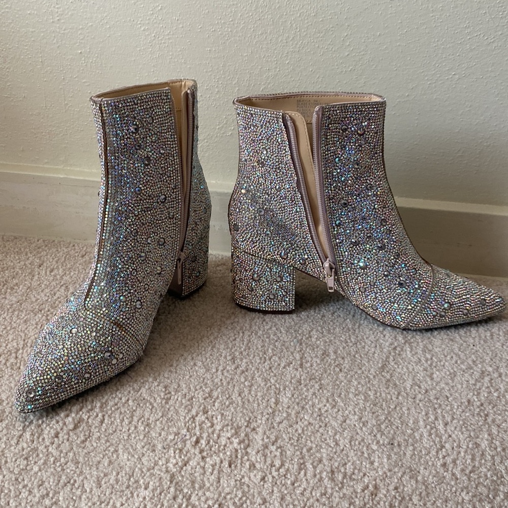 Betsey Johnson Cady Rhinestones Blinged out boots - Picture 2 of 9